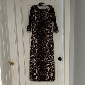 Dainty Jewells Leopard Print Maxi Dress in Brown and Cream